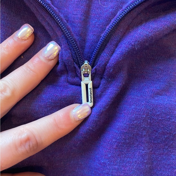 Smartwool Merino Wool purple Quarter-zip long sleeve top - Picture 8 of 8